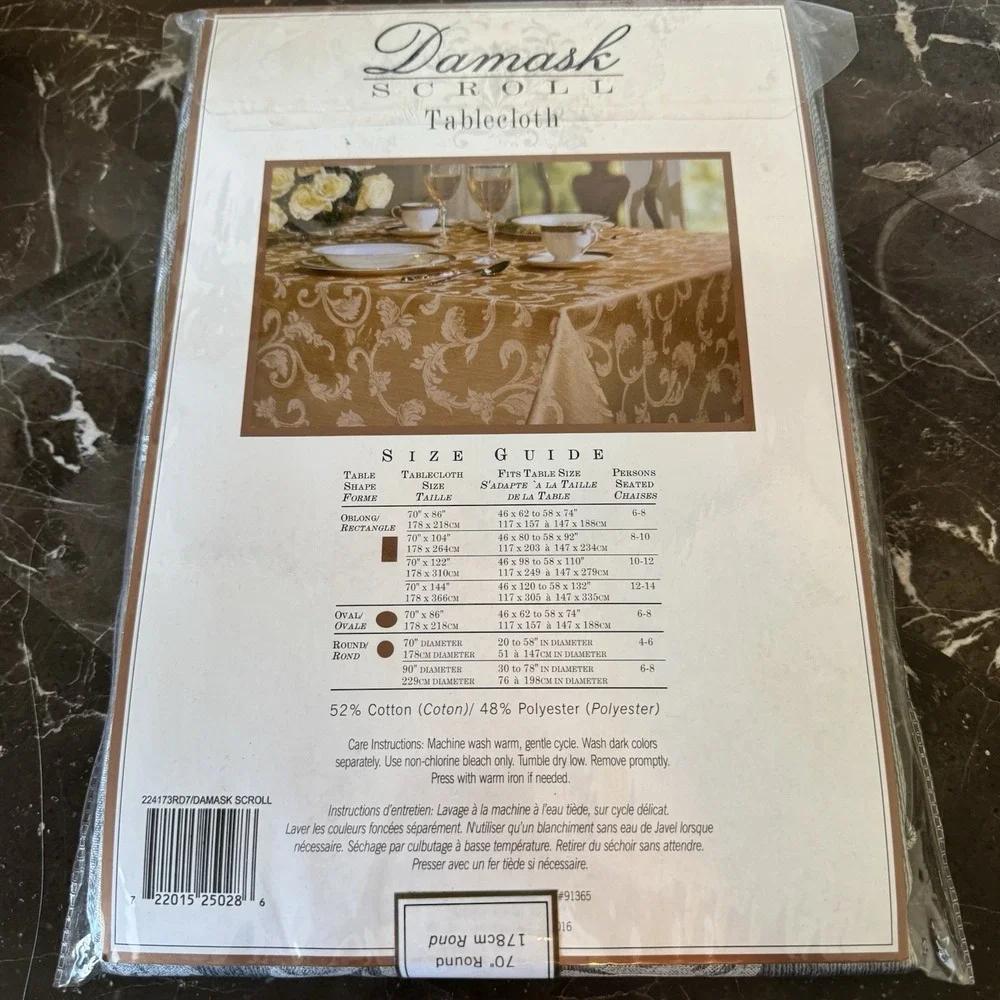 Avon Home Tablecloth Damask Scroll Sage Green 70